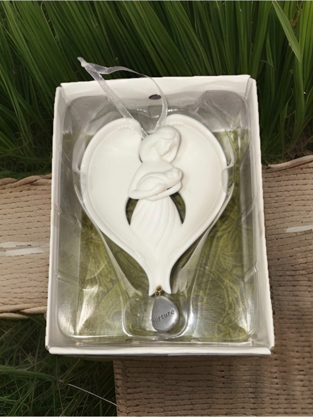 Angelica Seasons of Cannon Falls Nurture Angel with Baby Ornament White 84005-4